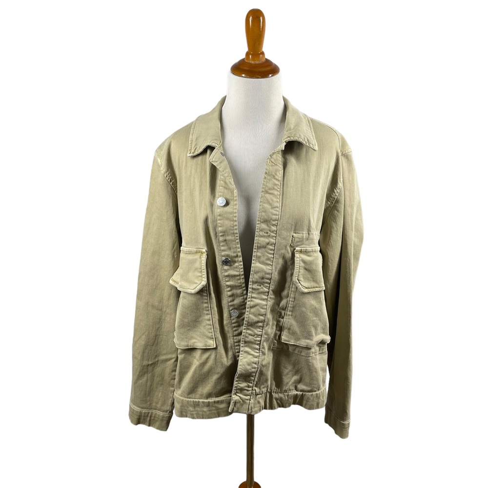 NN07 No Nationality Tan Khaki Burke Slub Chore Utility Jacket